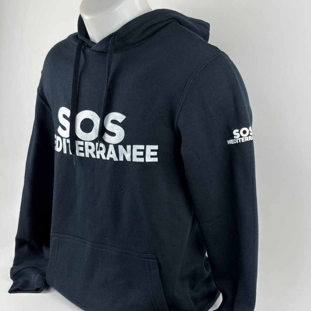 sos méditerranee associations sweat hoodie basik by ikone sérigraphie(6)