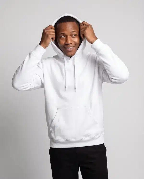 Hoodie blanc à personnaliser - marquage textile professionnel IKONE