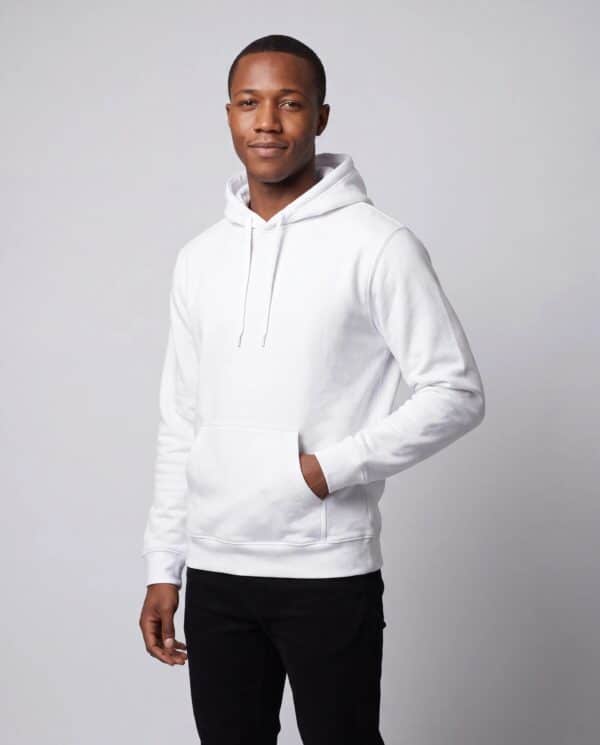 Hoodie blanc à personnaliser - marquage textile professionnel IKONE