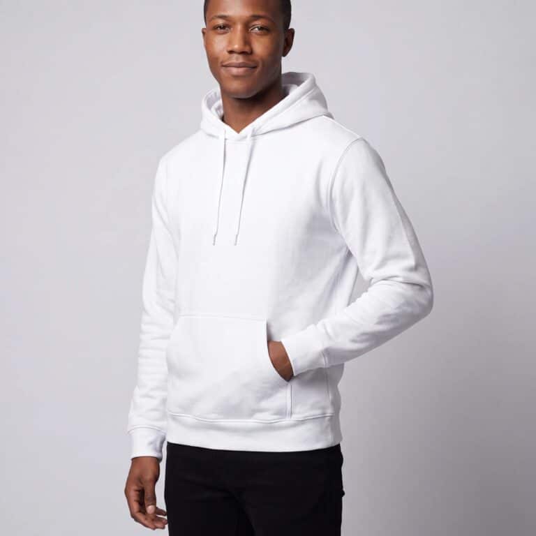 Hoodie blanc à personnaliser - marquage textile professionnel IKONE